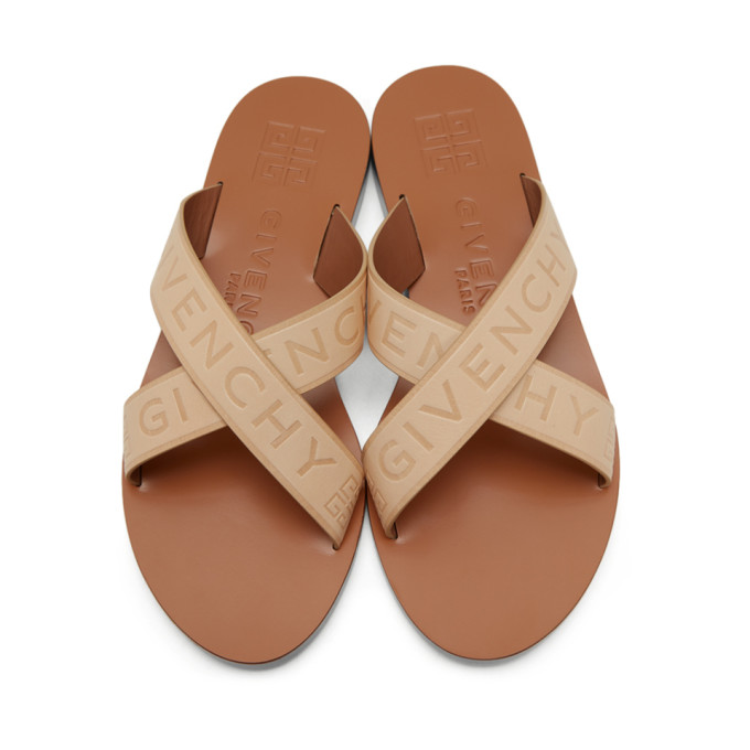 GIVENCHY GIVENCHY BEIGE LOGO CROSS SANDALS