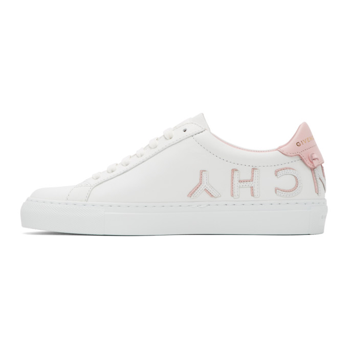 GIVENCHY GIVENCHY WHITE AND PINK URBAN STREET REVERSE LOGO SNEAKERS