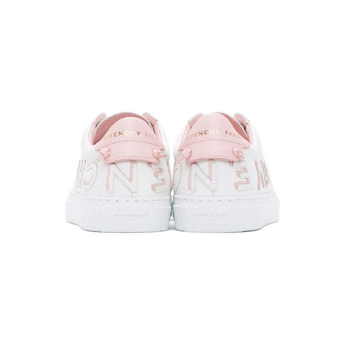 GIVENCHY GIVENCHY WHITE AND PINK URBAN STREET REVERSE LOGO SNEAKERS