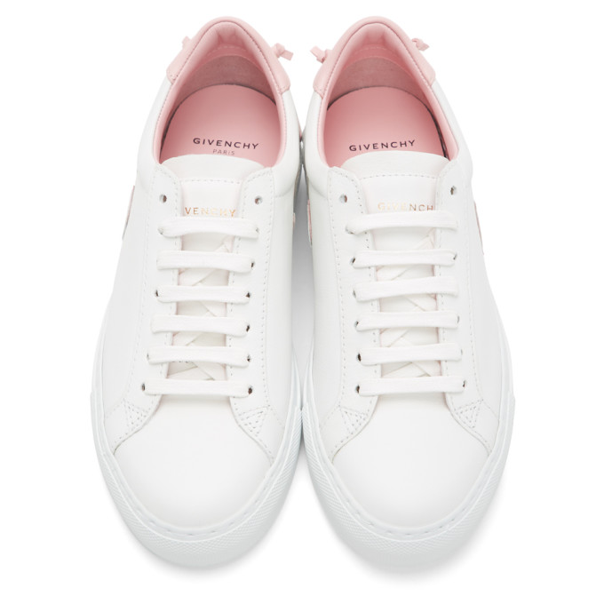 GIVENCHY GIVENCHY WHITE AND PINK URBAN STREET REVERSE LOGO SNEAKERS