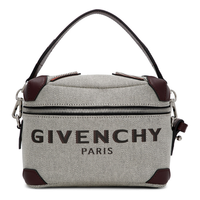 Givenchy Grey & Burgundy Coffer Box Messenger Bag In 613-burgund