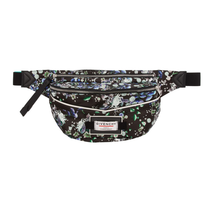 GIVENCHY GIVENCHY BLACK FLOWER PRINT DOWNTOWN BUM BAG