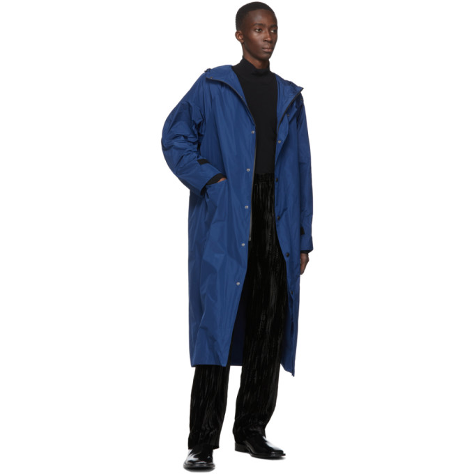 KASSL EDITIONS KASSL EDITIONS BLUE TAFFETA LONG HOODED COAT