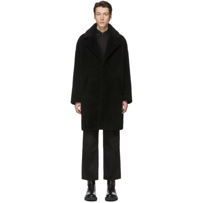 GIVENCHY GIVENCHY BLACK SHEARLING OVERSIZED COAT