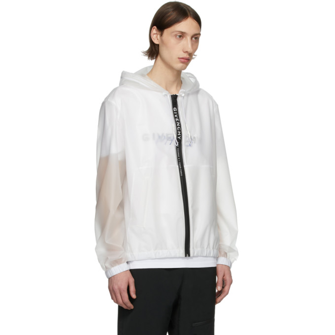 GIVENCHY GIVENCHY WHITE TRANSPARENT WINDBREAKER JACKET