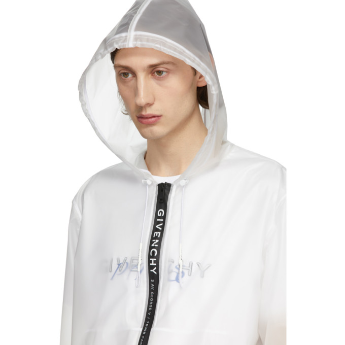 GIVENCHY GIVENCHY WHITE TRANSPARENT WINDBREAKER JACKET