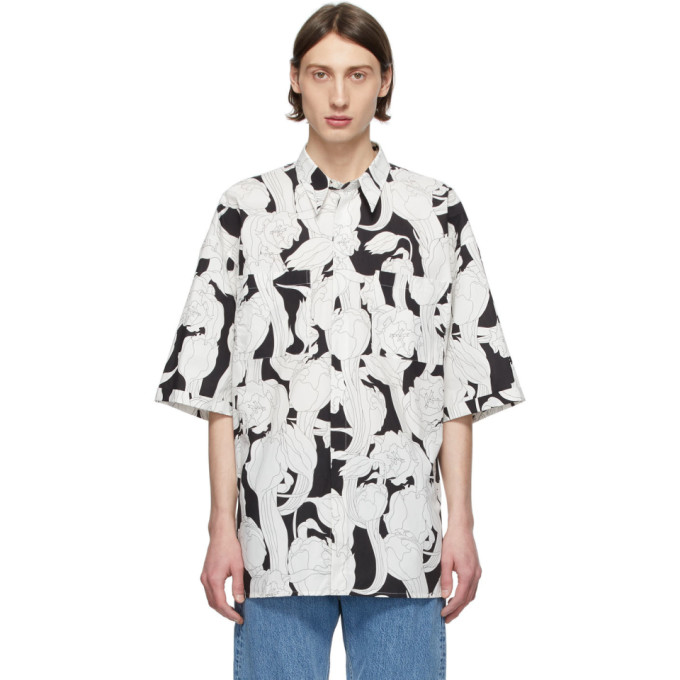 GIVENCHY GIVENCHY BLACK AND WHITE OVERSIZE PATCH SHIRT