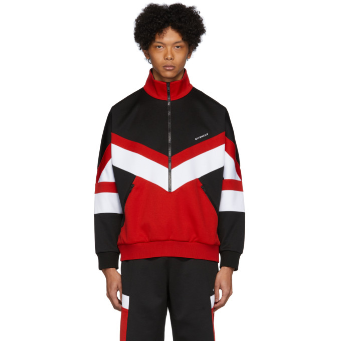 GIVENCHY GIVENCHY BLACK AND RED SPORTS BAND SWEATSHIRT