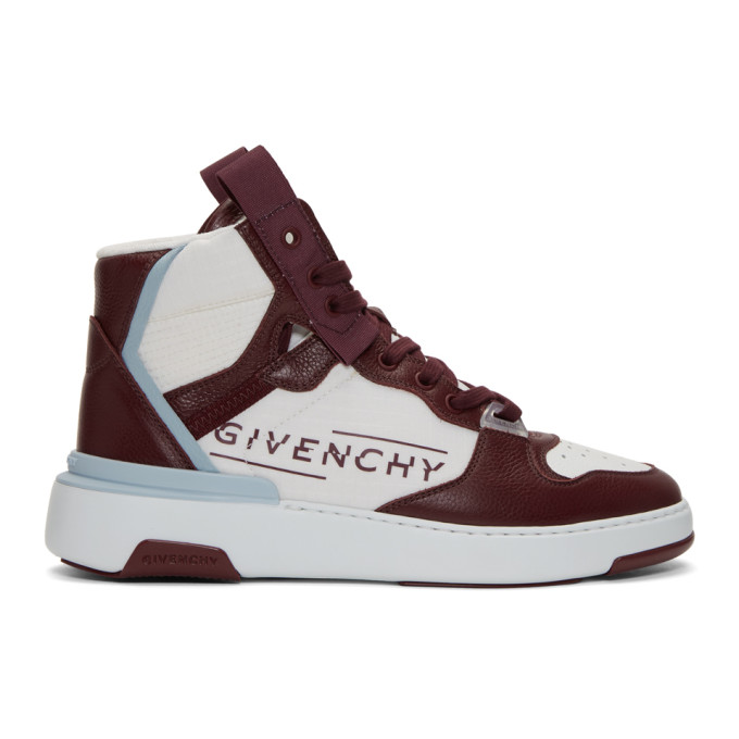 GIVENCHY GIVENCHY BURGUNDY AND WHITE WING SNEAKERS