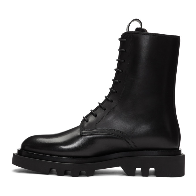 GIVENCHY GIVENCHY BLACK LEATHER COMBAT BOOTS