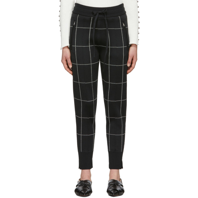 31 Phillip Lim Black Window Pane Jogger Lounge Pants