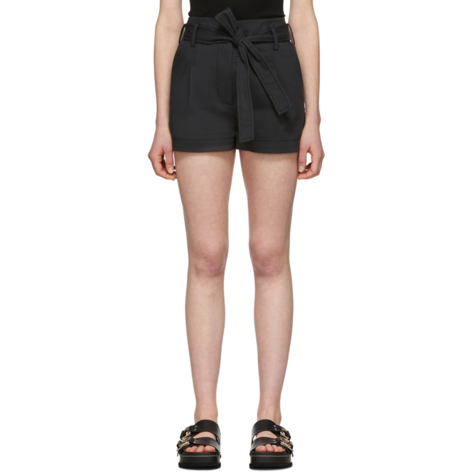 31 Phillip Lim Black Belted High Waist Shorts