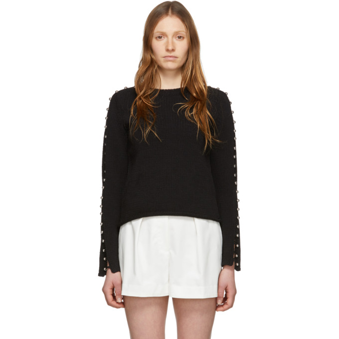 31 Phillip Lim Black Embellished Sleeve Sweater