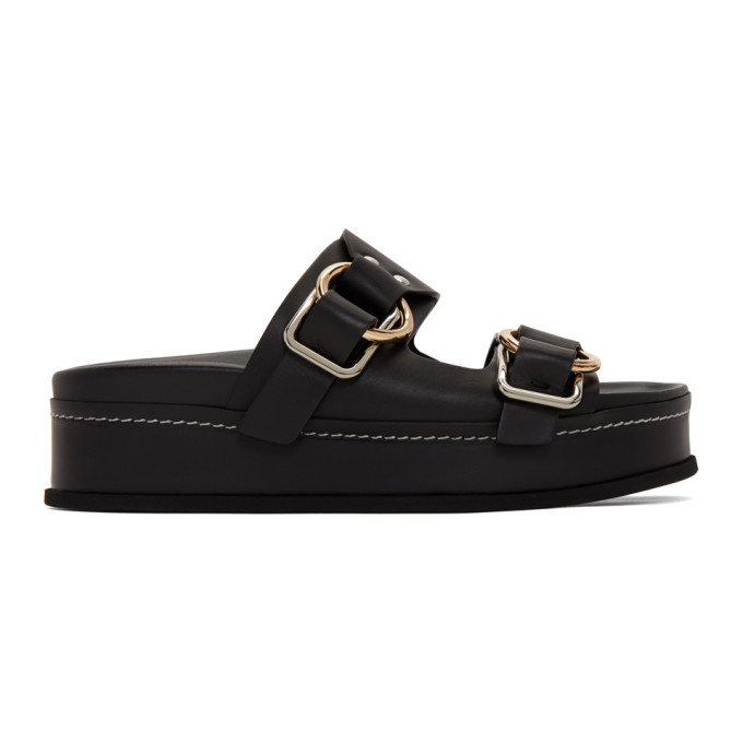 31 Phillip Lim Black Freida Double Buckle Platform Sandals