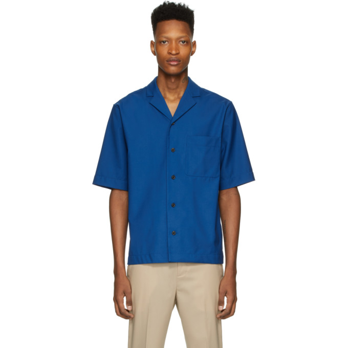 31 Phillip Lim Blue Wool Notched Lapel Shirt