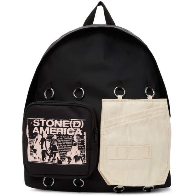 RAF SIMONS RAF SIMONS SSENSE EXCLUSIVE BLACK AND BEIGE EASTPAK EDITION AMERICA BACKPACK