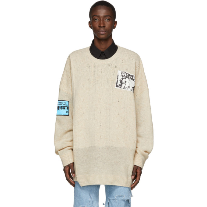 RAF SIMONS RAF SIMONS BEIGE OVERSIZED PATCH SWEATER