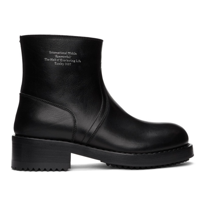 RAF SIMONS RAF SIMONS BLACK TEXT CHELSEA BOOTS