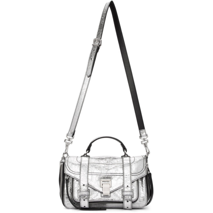 PROENZA SCHOULER PROENZA SCHOULER SILVER TINY ZIP PS1 MESSENGER BAG