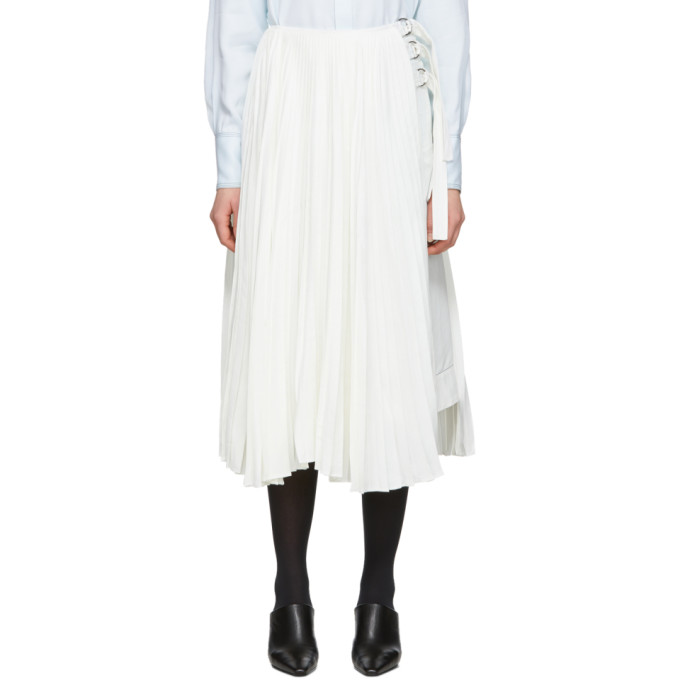 PROENZA SCHOULER PROENZA SCHOULER OFF-WHITE LINEN PLEATED SKIRT