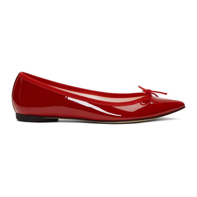 red patent ballet flats