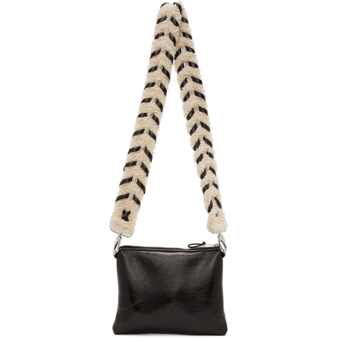 STAND STUDIO STAND STUDIO BLACK AND WHITE PATENT TEDDY LUNA BAG