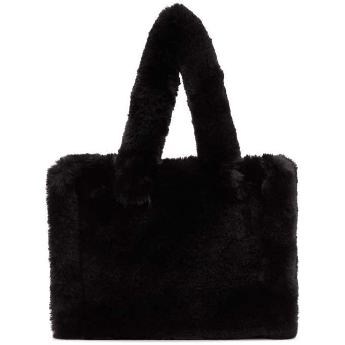 black fur tote bag