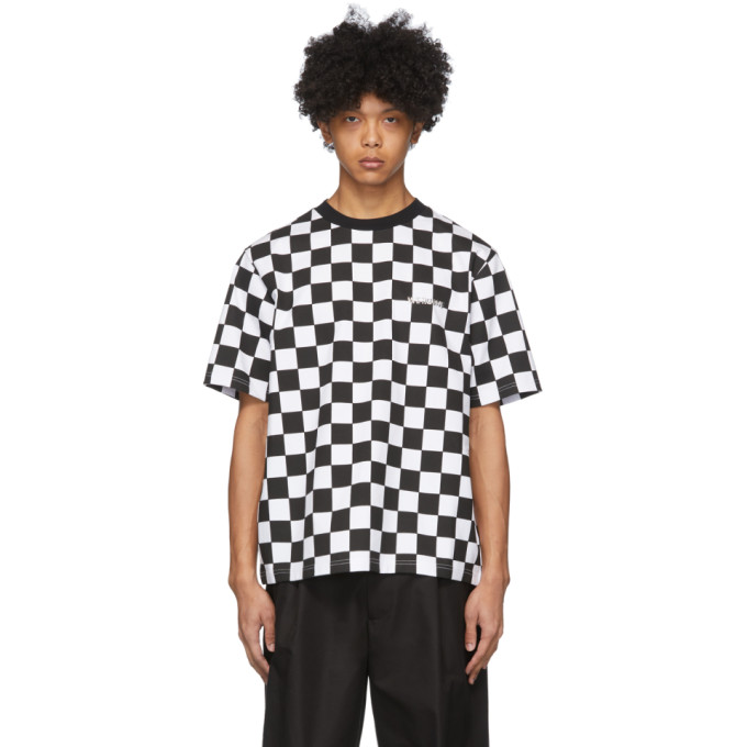 WE11 DONE WE11DONE WHITE CHECKERBOARD T-SHIRT