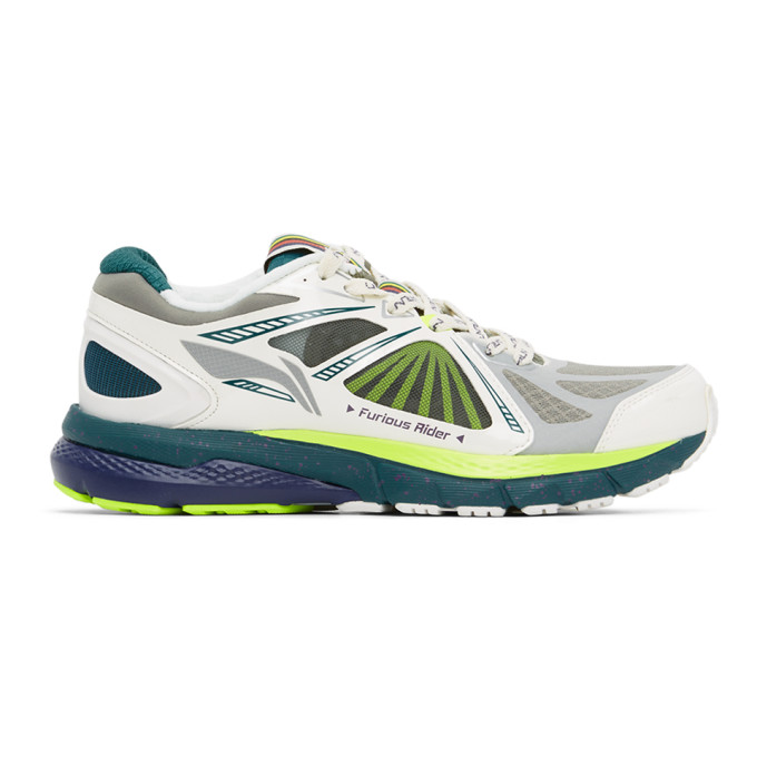 Li-Ning White and Green Furious Rider Ace 3 Sneakers - ARZQ005-4