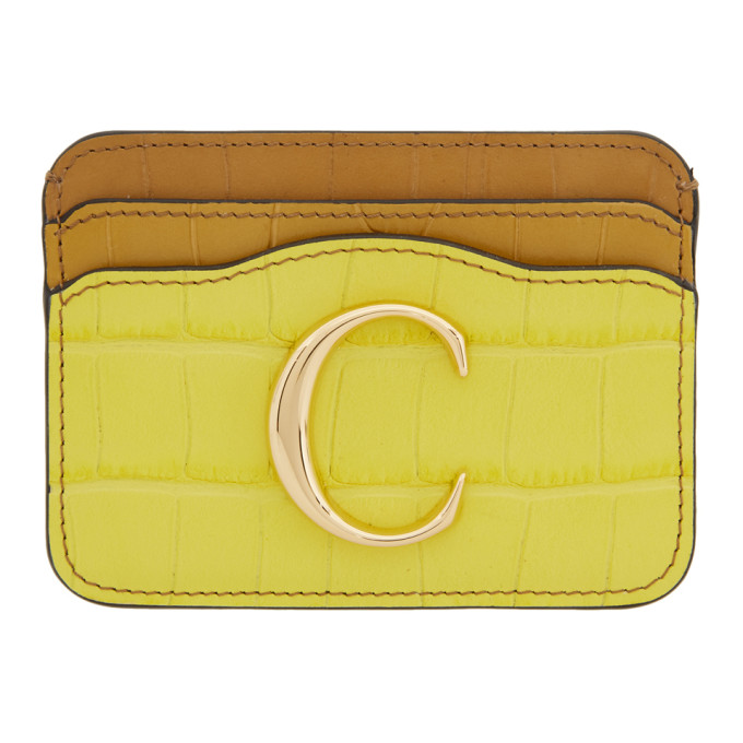 Chloé Chloe Yellow Croc Chloe C Card Holder In 705 Yellow