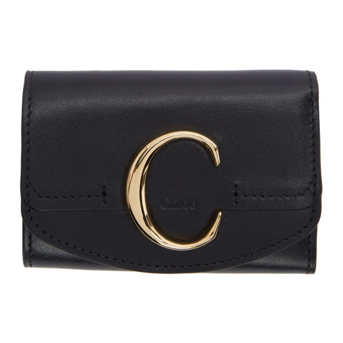 Chloé Chloe Black Chloe C Trifold Wallet In 001 Black