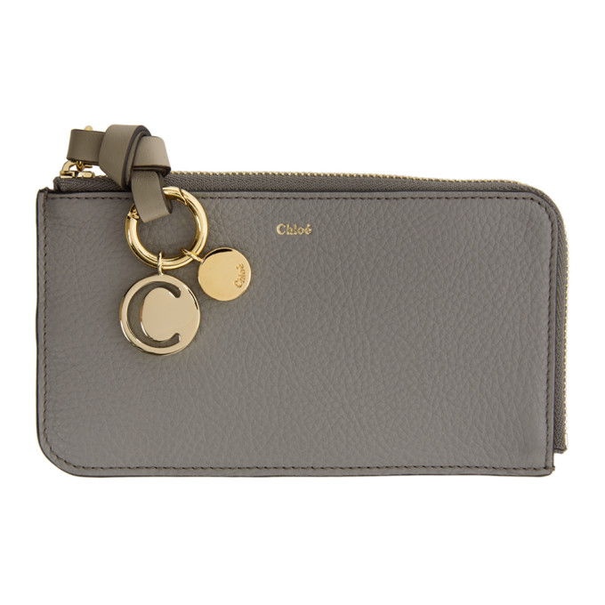 Chloe グレー Alphabet ジップアラウンド ウォレット