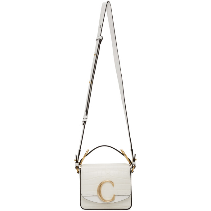 Chloé Chloe White Mini Croc Chloe C Bag In 100 Brwhite