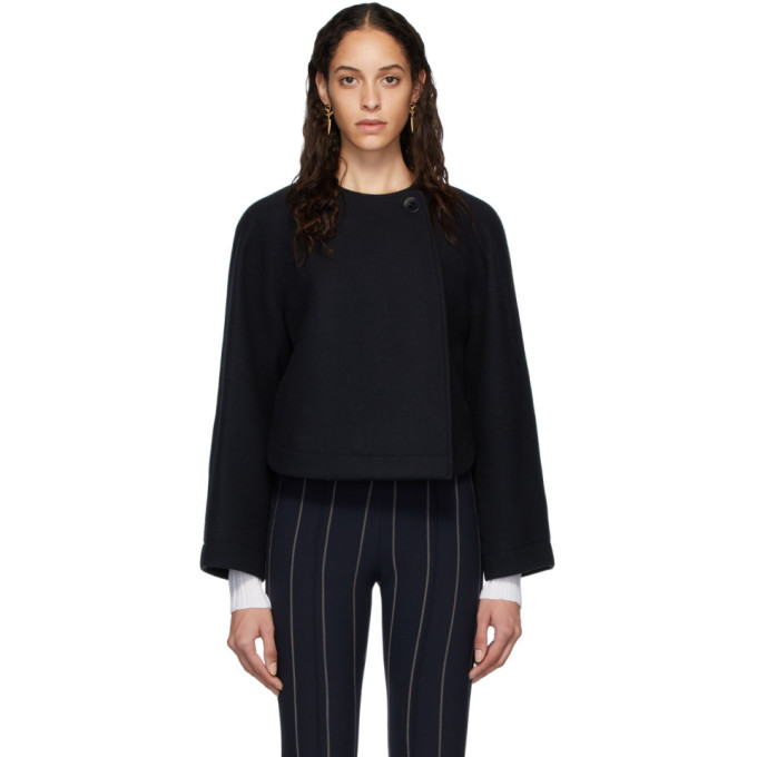 CHLOÉ CHLOE NAVY WOOL CROPPED JACKET