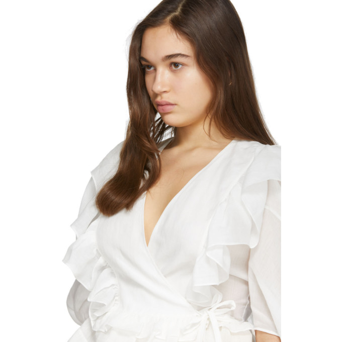 CHLOÉ CHLOE WHITE VOILE RUFFLE BLOUSE