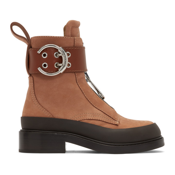 CHLOÉ CHLOE TAN SUEDE ROY ANKLE BOOTS