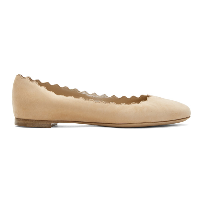 CHLOÉ CHLOE BEIGE SUEDE LAUREN FLATS