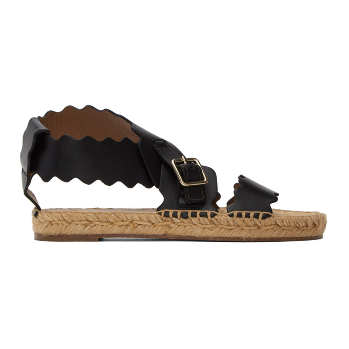 CHLOÉ CHLOE BLACK LAUREN ESPADRILLE SANDALS