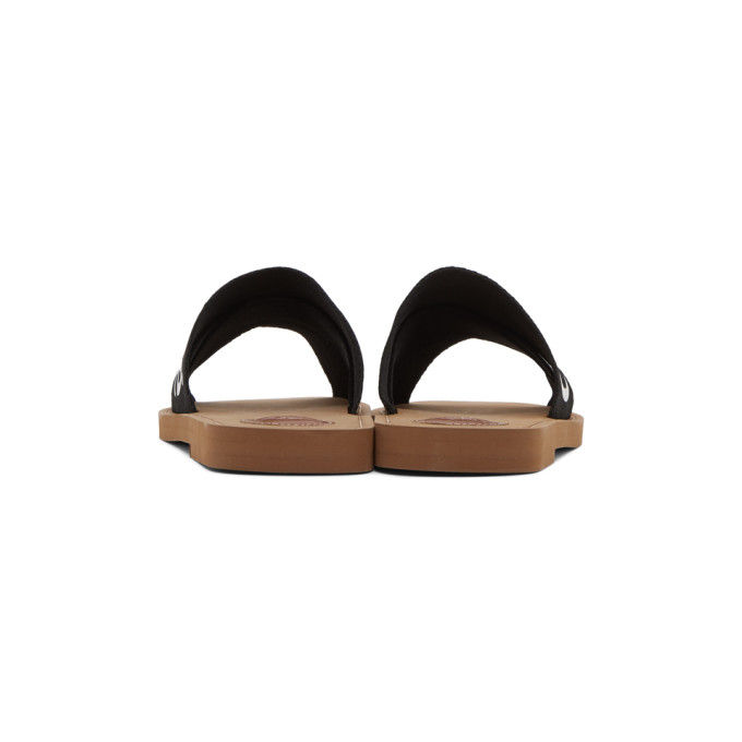 CHLOÉ CHLOE BLACK WOODY FLAT SANDALS