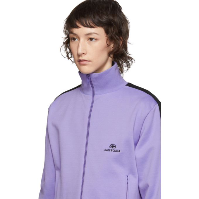 BALENCIAGA BALENCIAGA PURPLE FRENCH TERRY ZIP-UP SWEATER