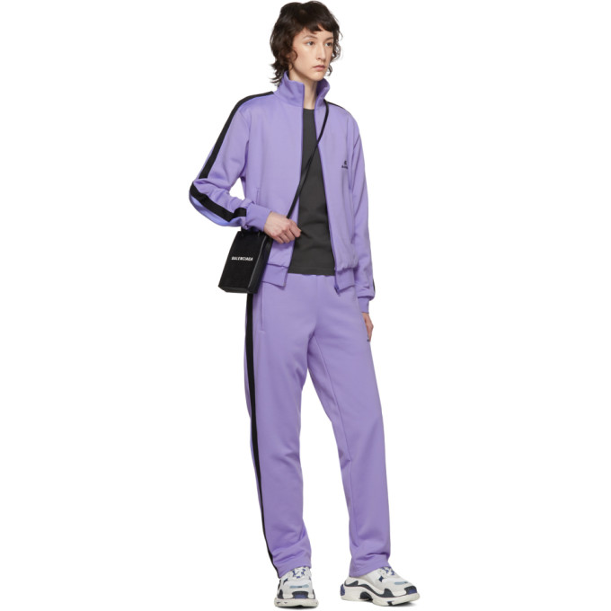 BALENCIAGA BALENCIAGA PURPLE FRENCH TERRY ZIP-UP SWEATER