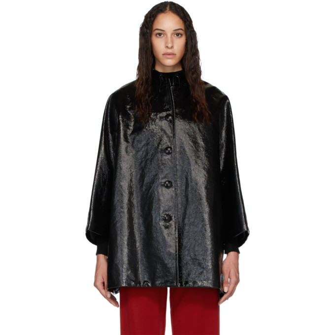 Balenciaga Balenciaga Black Denim Coated Opera Coat