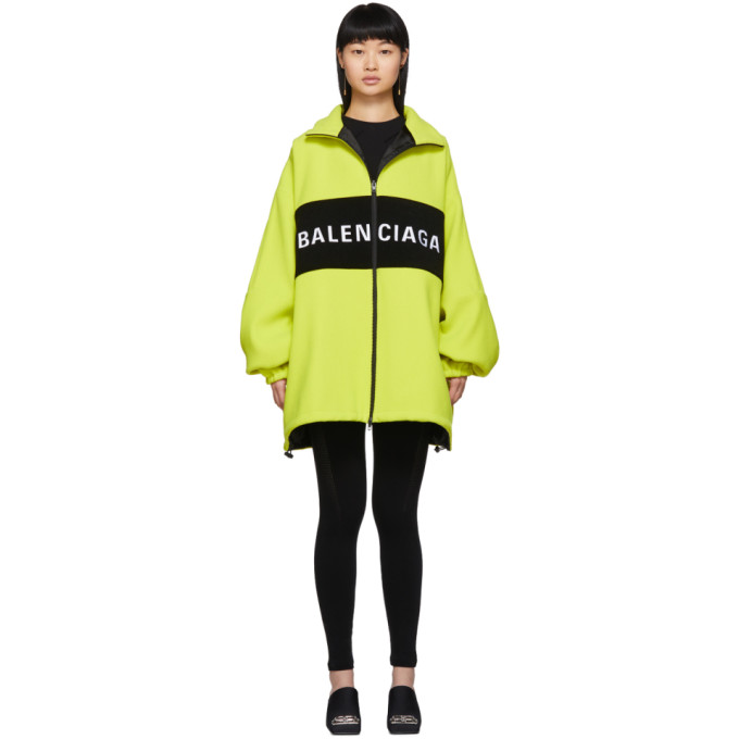 BALENCIAGA BALENCIAGA YELLOW WOOL LOGO ZIP-UP JACKET