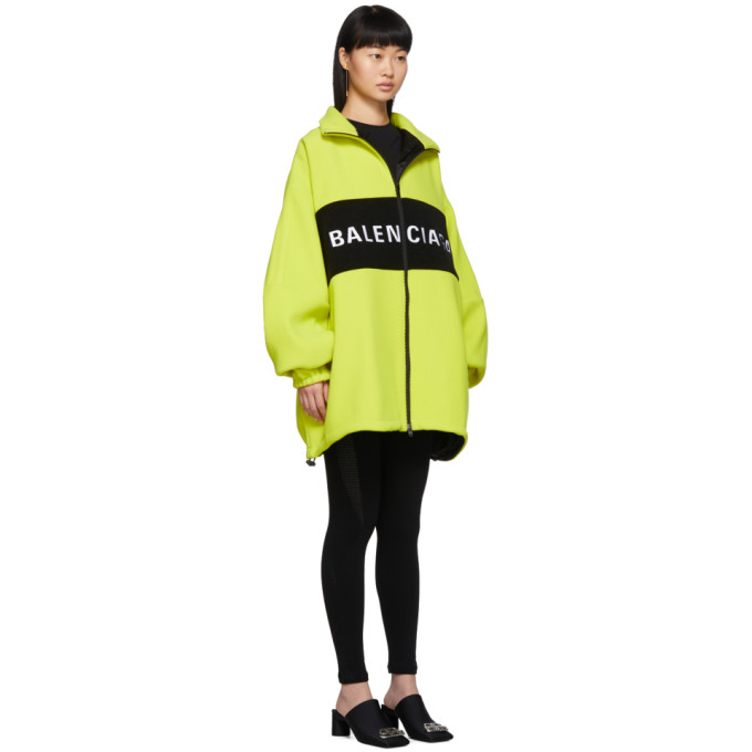 BALENCIAGA BALENCIAGA YELLOW WOOL LOGO ZIP-UP JACKET
