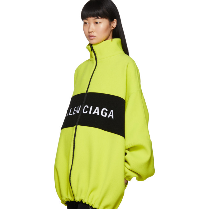 BALENCIAGA BALENCIAGA YELLOW WOOL LOGO ZIP-UP JACKET