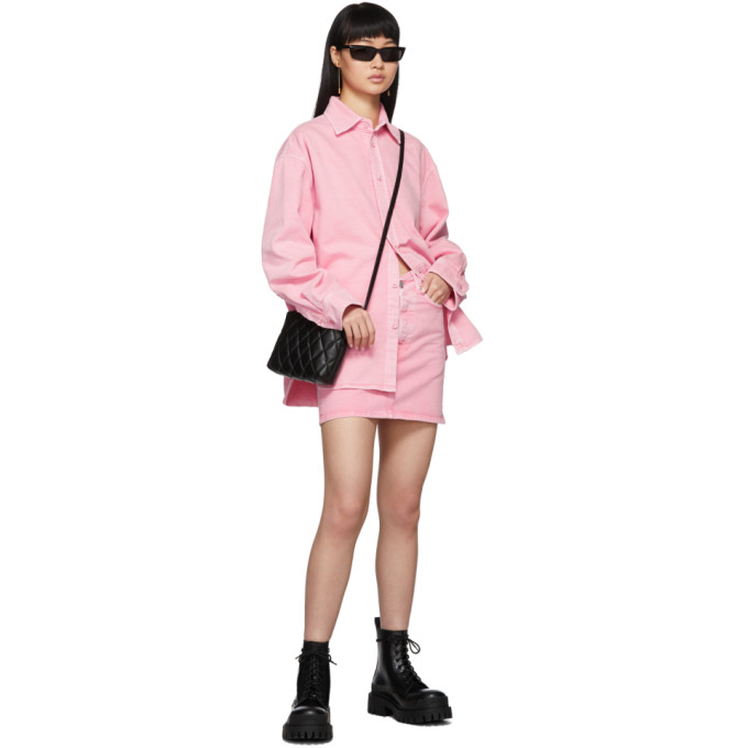 BALENCIAGA BALENCIAGA PINK DENIM V-NECK MINISKIRT