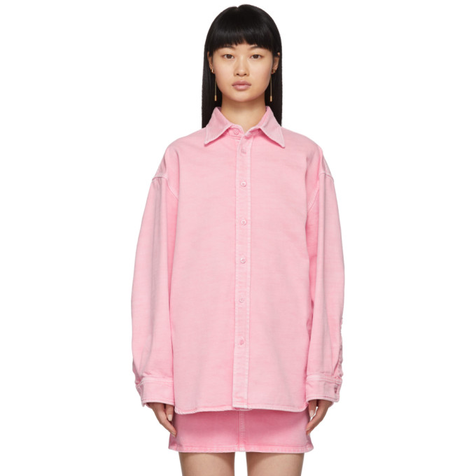 BALENCIAGA BALENCIAGA PINK DENIM LOGO BACK SHIRT