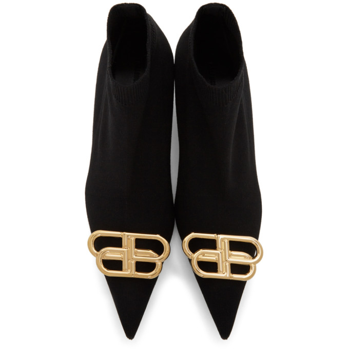 BALENCIAGA BALENCIAGA BLACK JERSEY KNIFE LOGO BOOTIES