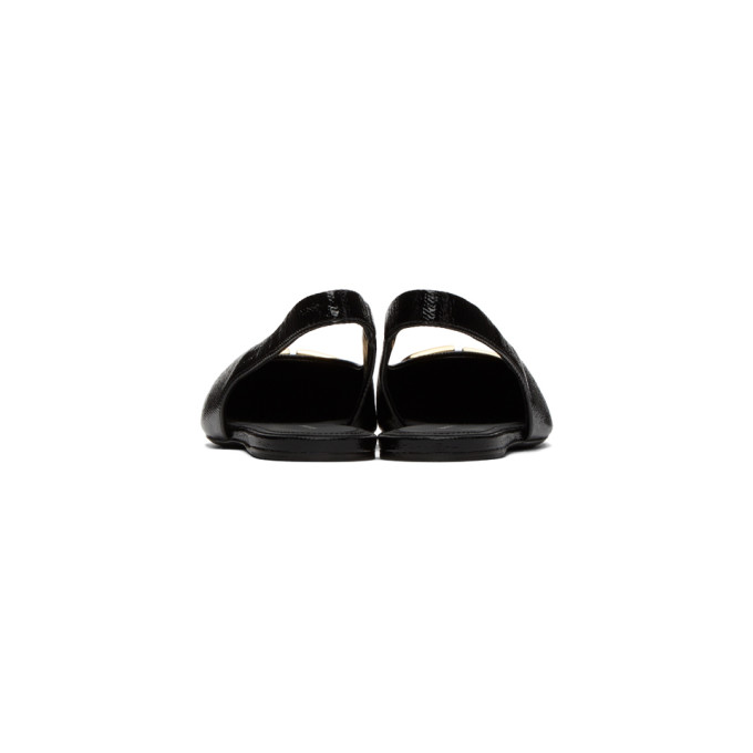 BALENCIAGA Black Coated BB Slingback Ballerina Flats