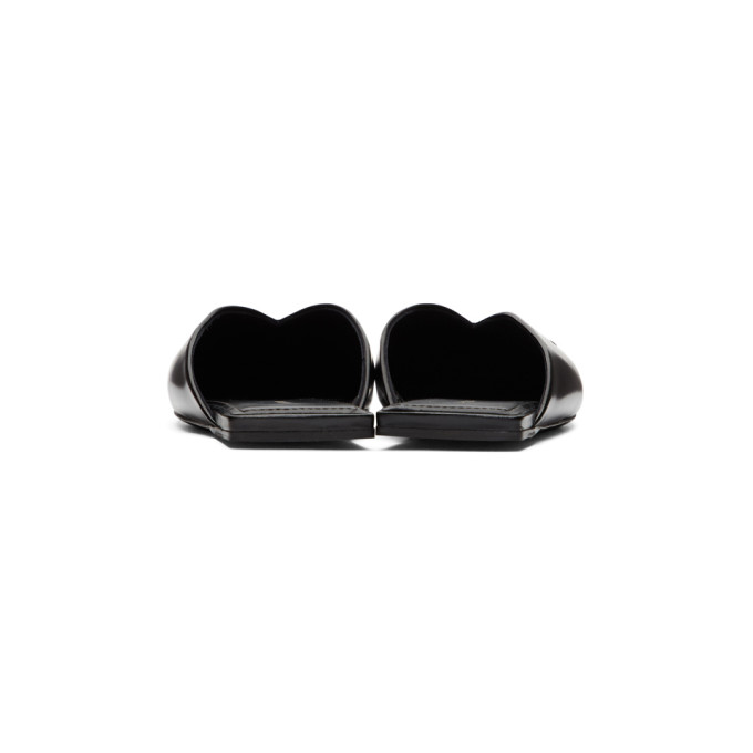 BALENCIAGA BLACK DOUBLE SQUARE BB FLAT MULES